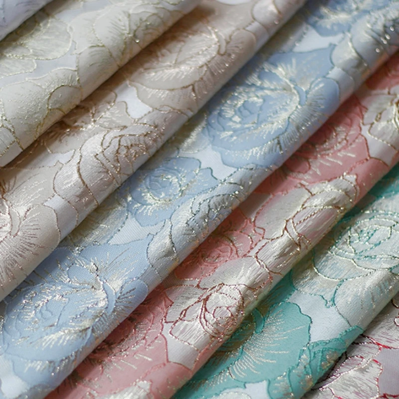Fashion 2023 high quality embroidery pattern jacquard brocade unique design flower brocade fabric for garments