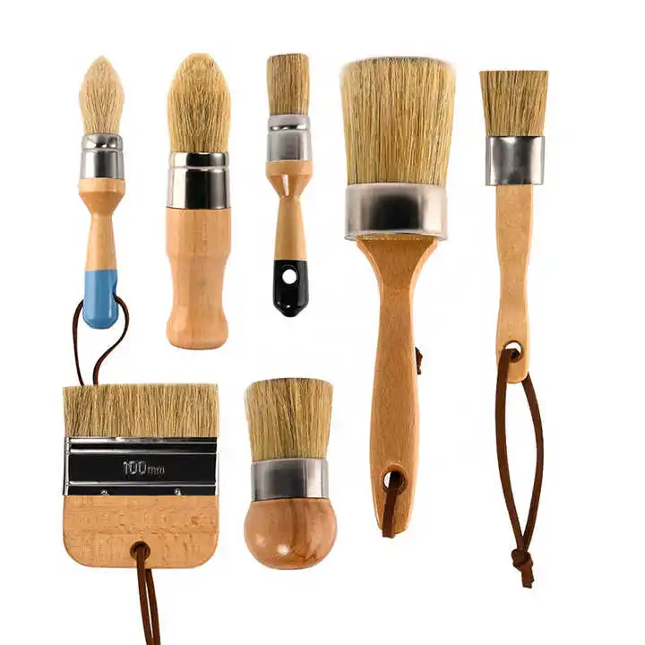 High Grade Wooden Handle Synthetic Fiber Double Color Paint Brush Home Wall Paint Brushes