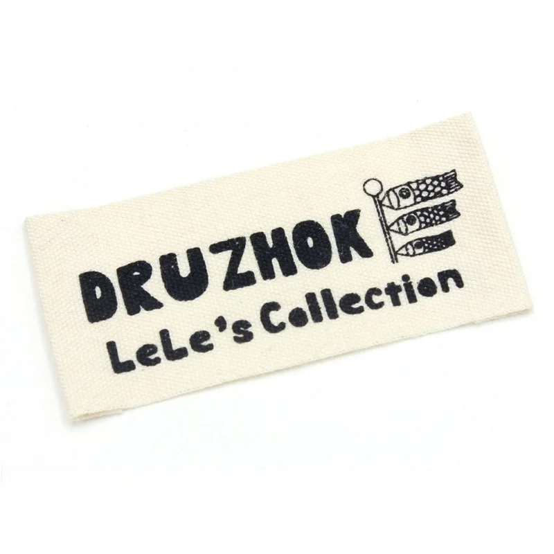 Custom Logo Cheap Price Printed Fabric Neck Tag Double Sided Cotton Label Printed For Clothing