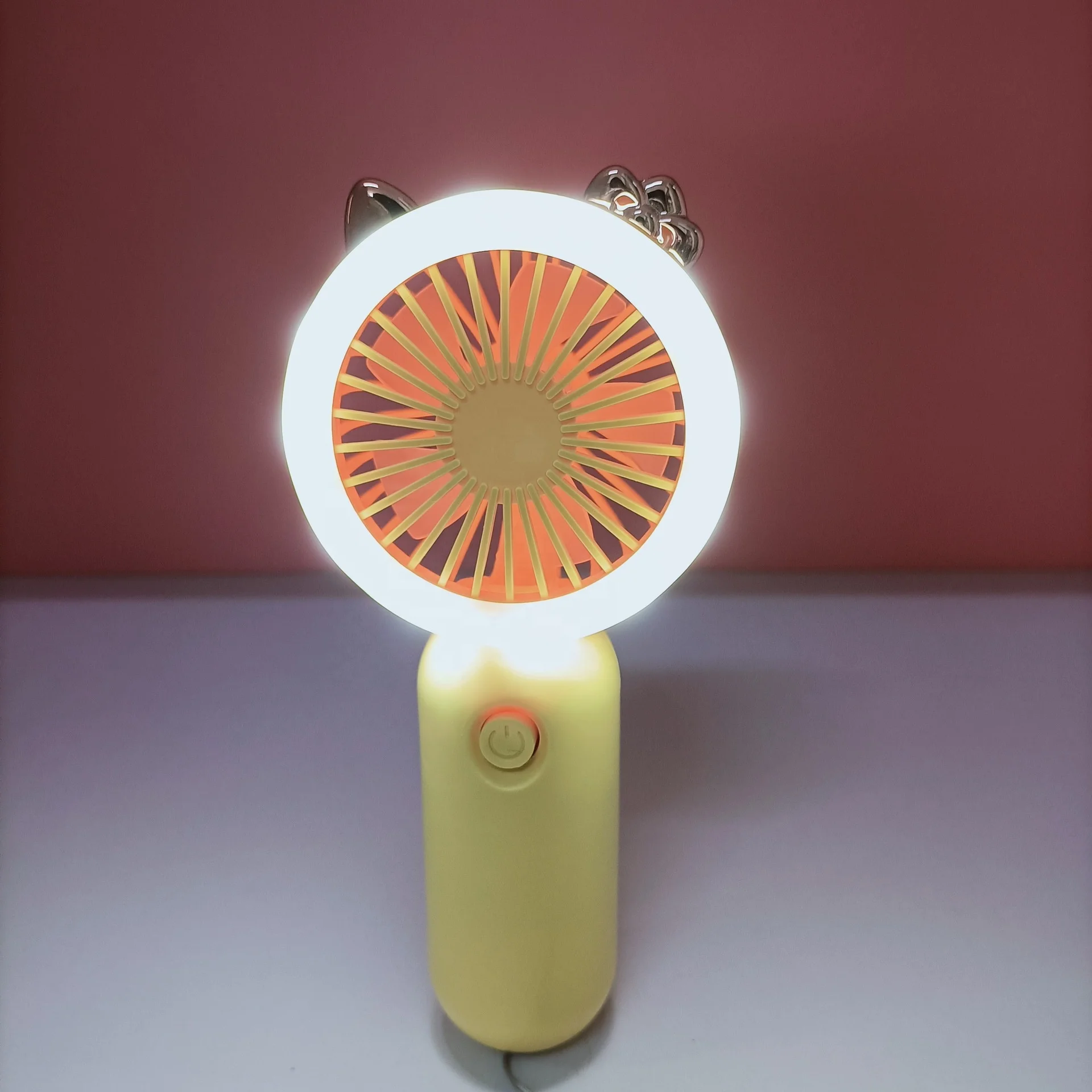 Mini Portable SY88-11 Handheld Silent Outdoor Summer Camping Hand Fan USB Charging Air Cooling Cute with LED Night Light