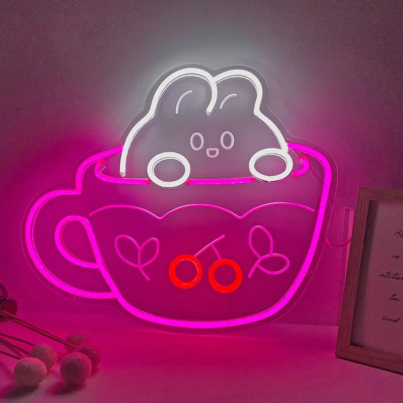 Wholesale neon light emitting diode home decoration cartoon design acrylic style grids bar atmosphere light