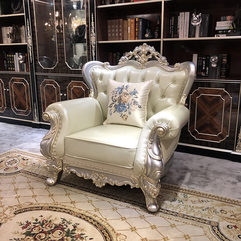 MO LAN European 123 combination cowhide solid wood new classical living room large apartment leather sofa