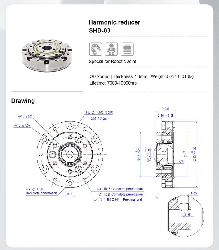 High Precision Harmonic Drive Reducer Speed Reducer 24V Gear Motor for Sewing Machine