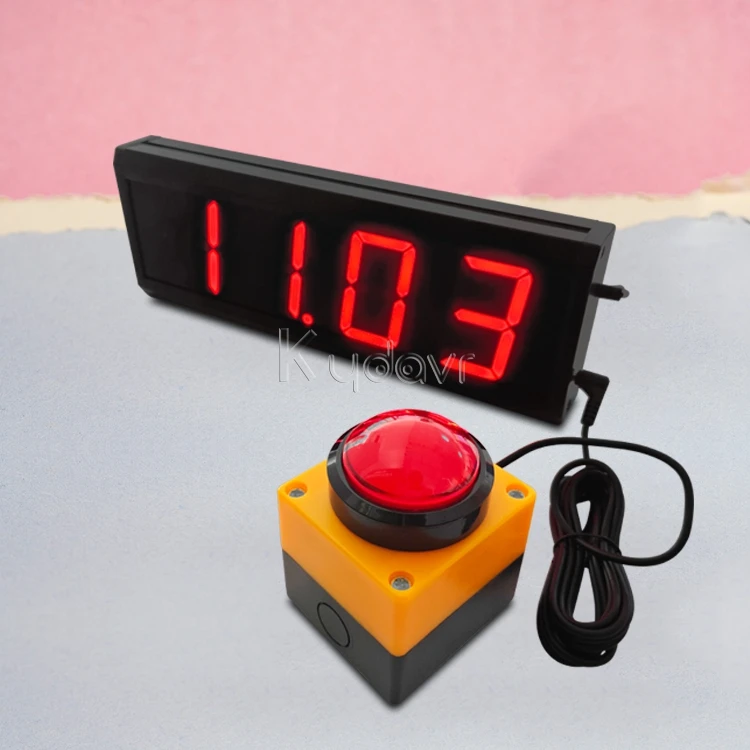 Carnival electric 10 seconds interactive push button timer challenge game digital led light red led light therapy with timer
