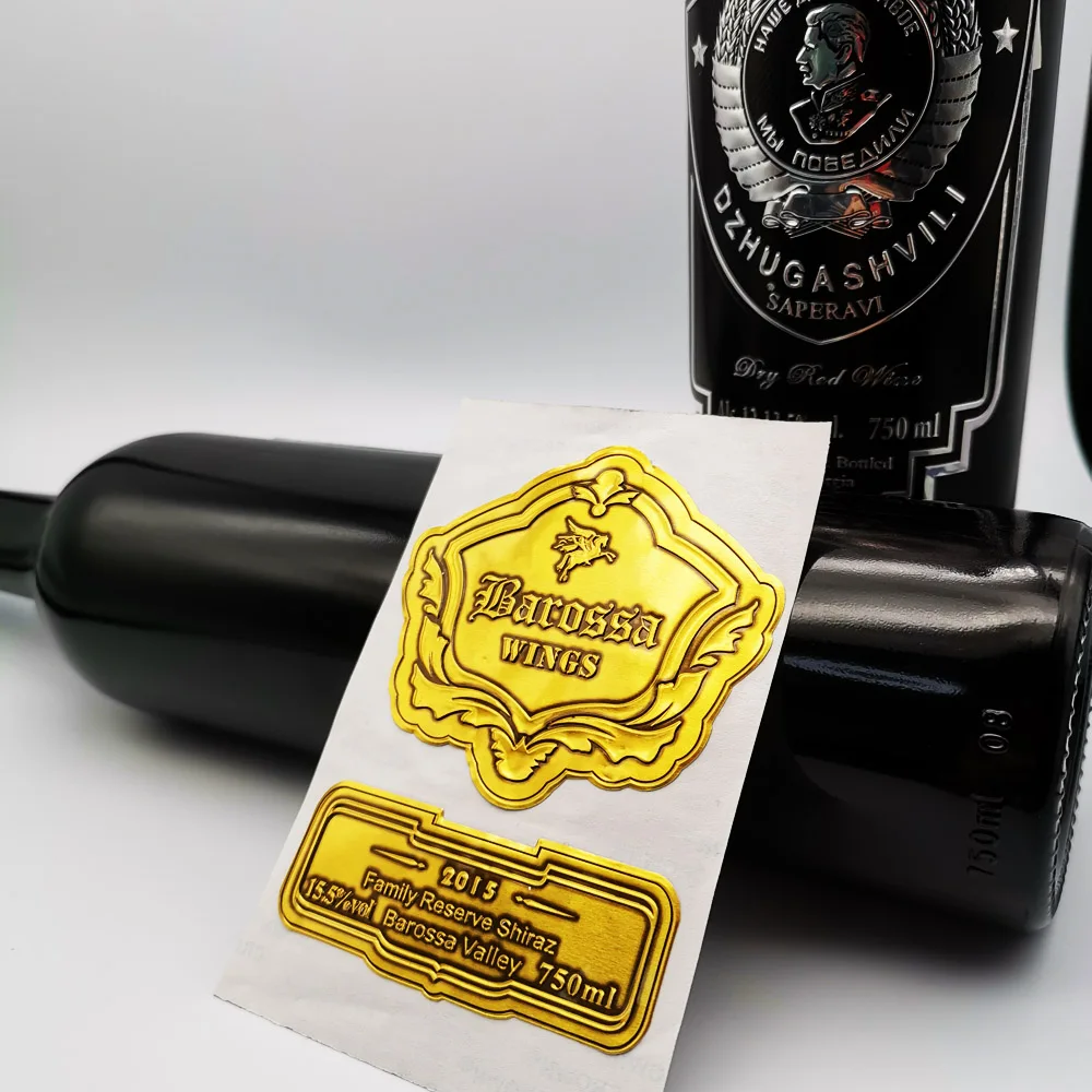 2020 custom embossed aluminium metal wine label design  metal stickers