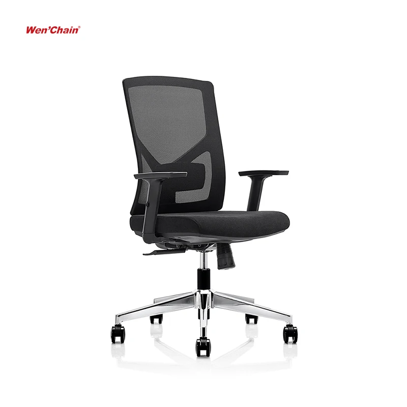 Modern Cheap price chromed base black mesh adjust multi purpose mid back manager staff mesh office chairs