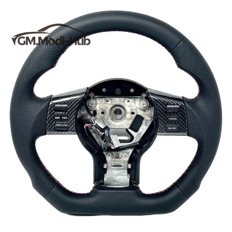 GM.Modi-Hub Full Leather Steering Wheel For Nissan 2003-2010 350Z Infiniti 2003-2008 FX35 FX45