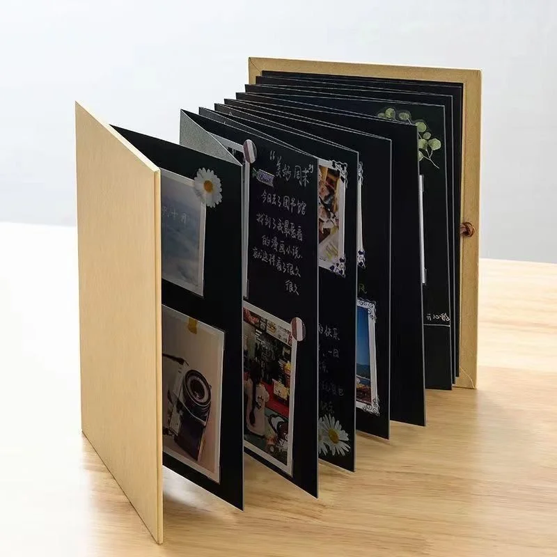 personalized accordion folding page album diy hardcover scrapbook kraft creative photo album book