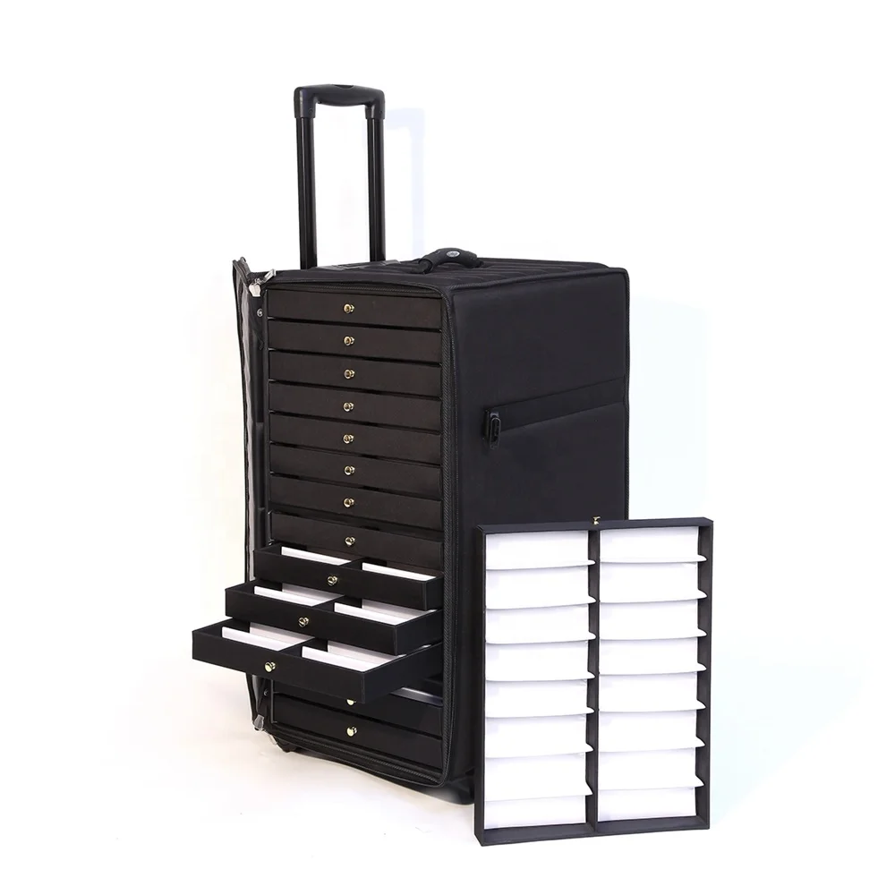 Wholesale Large Capacity Eyewear Display Box Durable Glasses Trolley Case Portable Suitable Sunglasses  For Suitcase