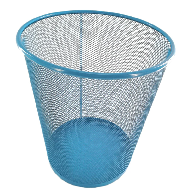 Office Cheap Paper Basket Black Metal Mesh Trash Can Paper Waste Bin Easy to Clean Design Home Kitchen Basket