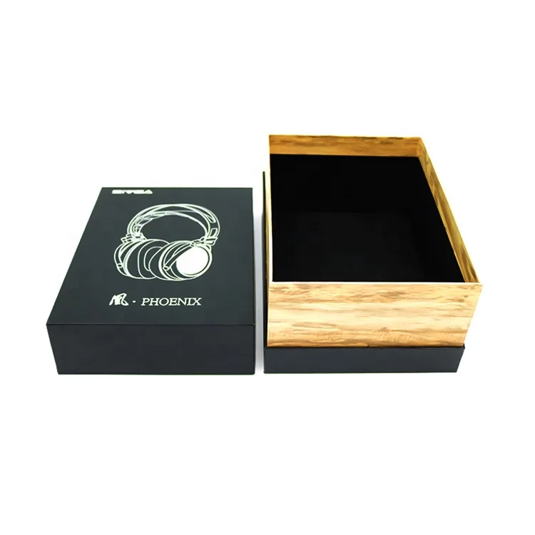 Design High Quality Black Carton Cardboard Earphone Packaging Luxury Rigid Headphone Packaging Box