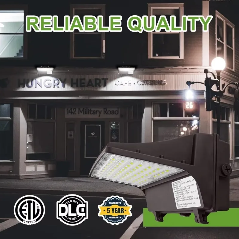 LED Full Cut Off Wall Pack 80/60/40/20W Selectable, 5000K Equiv. 50-250W MH/HPS  IP65 100-277V AC for Warehouse DLC & ETL Listed