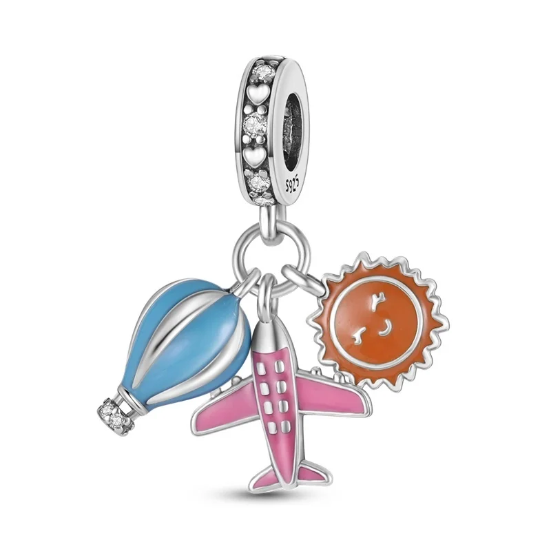 New 925 Sterling Silver Charm Fit Original Brand Turtle Eagle Coffee Aircraft Bead Pendant Bracelet Women Jewelry Diy Dangle