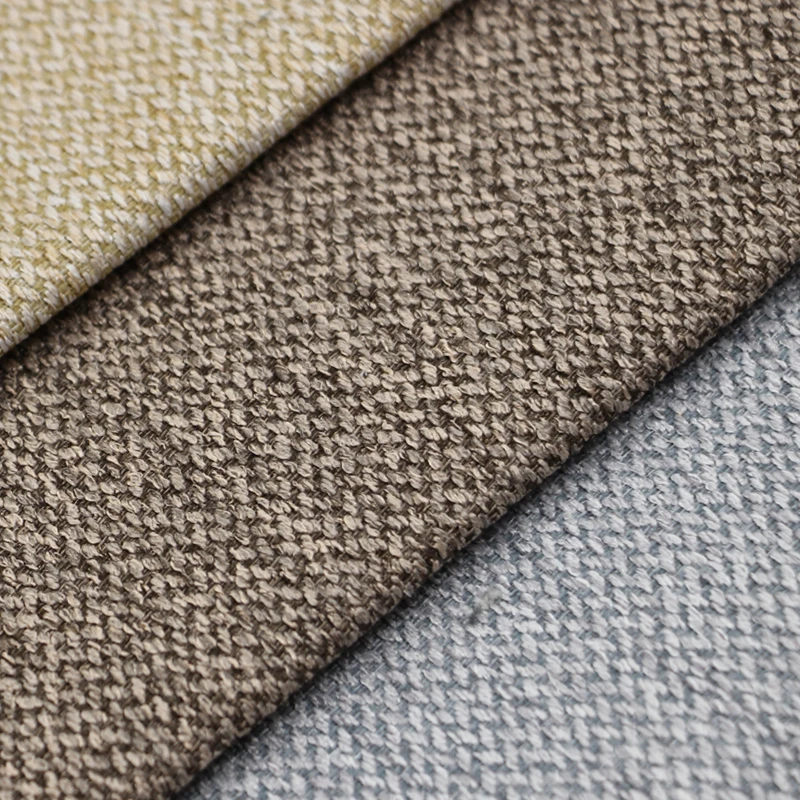 Mand textile wholesale high quality plain woven dyed polyester linen dining room chair upholstery fabric from shaoxing