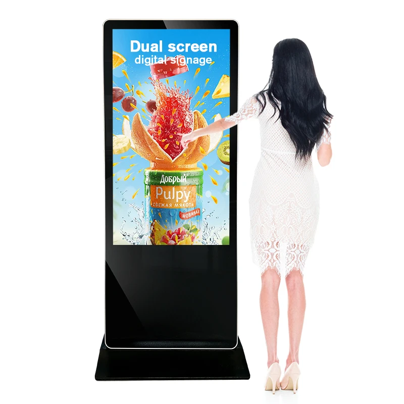 43 55 inch free standing android 4k double side digital signage sign and display
