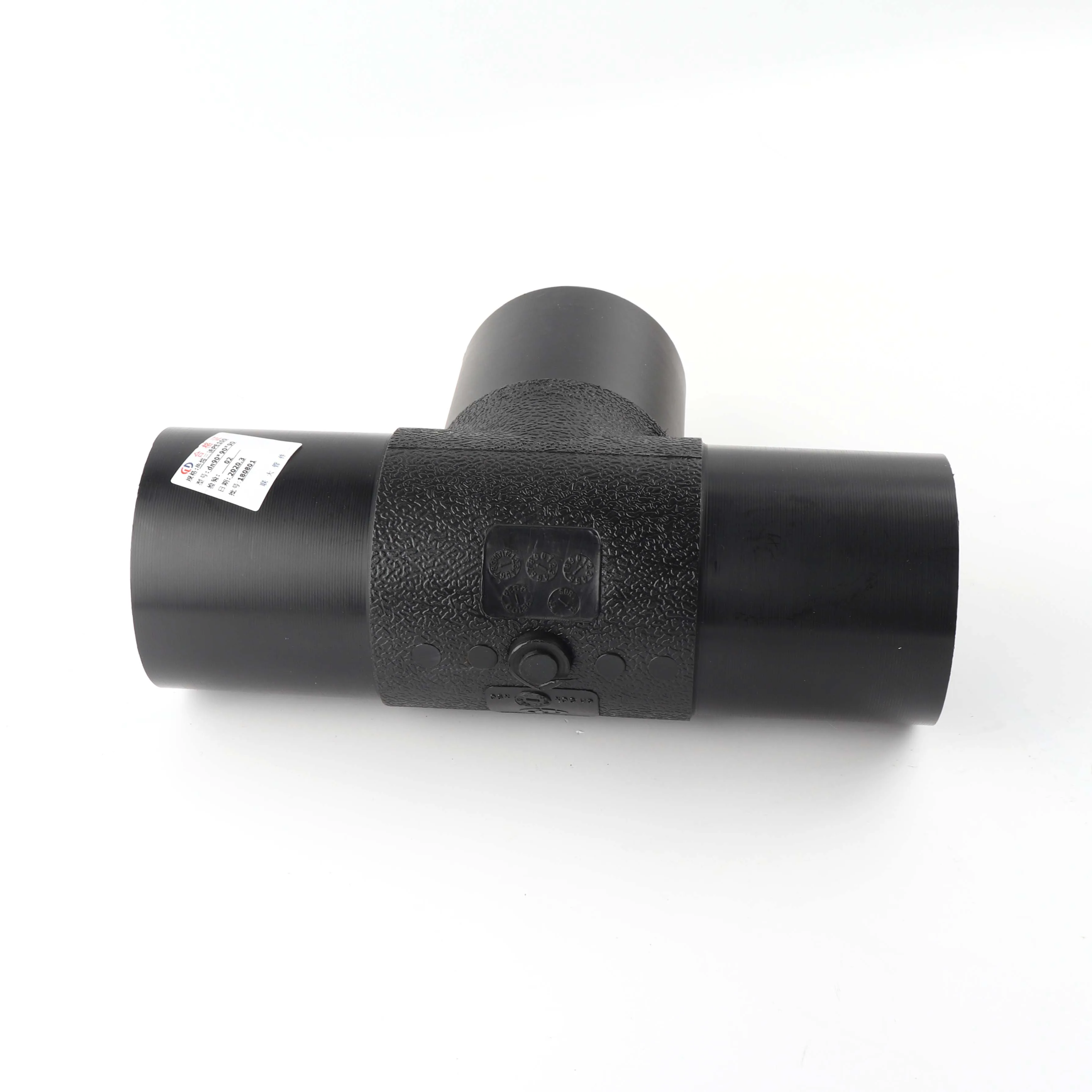 DN 110*50*110 polyethylene tee sdr11 butt hdpe pipe fittings gas supply butt fusion fitting