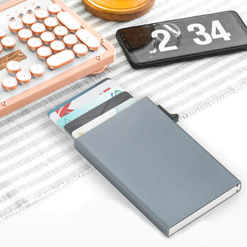 Wholesale Automatic Aluminum Minimalist Pop up Credit Card Holder Rfid Wallet Manufacturer