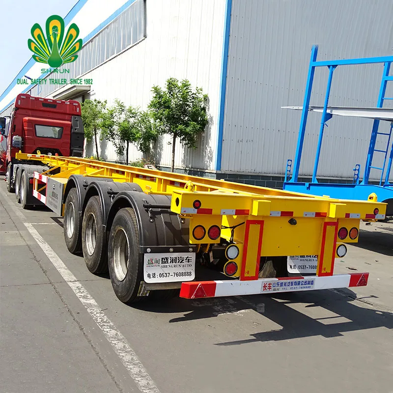 Light Weight Air Suspension 45 FT 3 Axle Skeleton Chassis Deck Container Semi Trailer