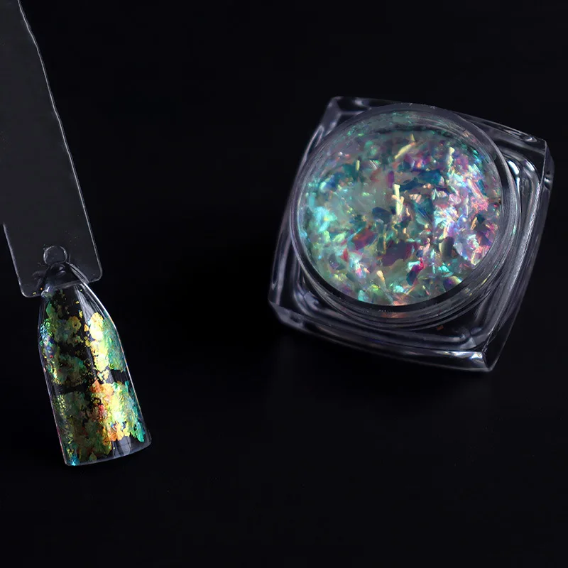 Wholesale 7 Color 10g/Bag Nail Opal Transparent Powder Polarized Borneol Velvet Nail Glitter Powder