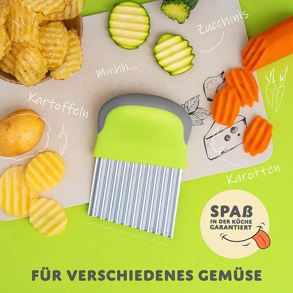 Dishwasher Safe Stainless Steel Corrugated Knife Wave Cutter for Vegetables and Fruit