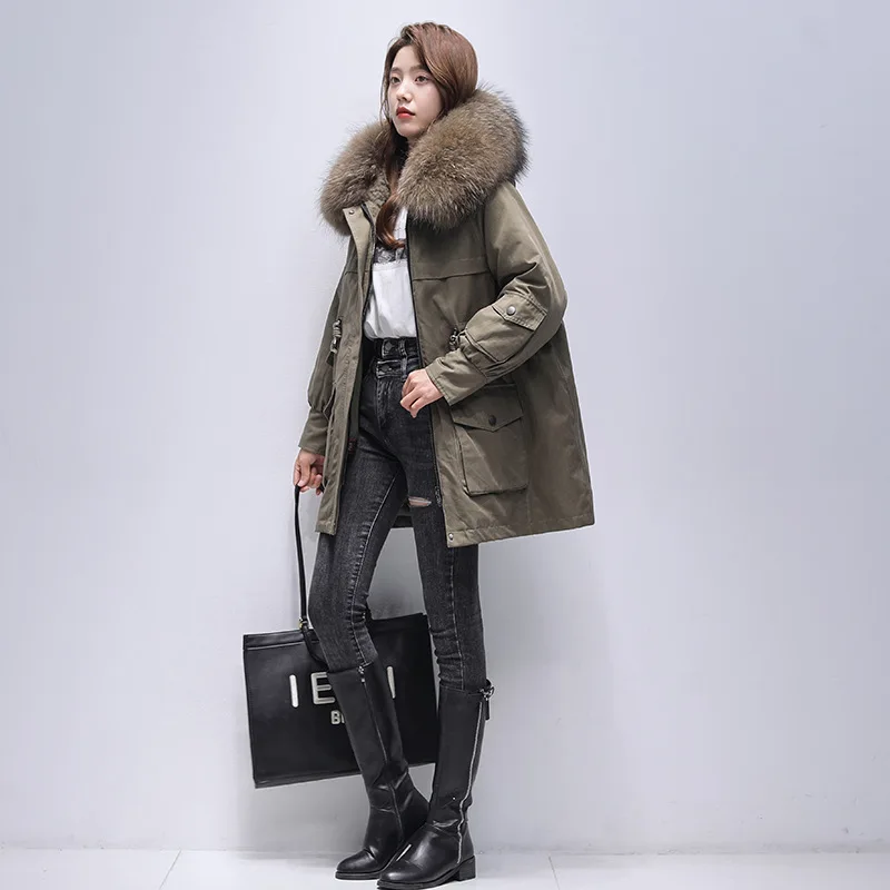 Overcomes female Rex rabbit hair lining winter new fur coat female removable