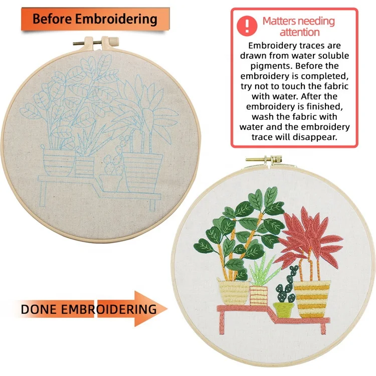 
Wholesale Creative Handmade Gift Home Decor Ribbon Flower Embroidery Kit with Bamboo Hoop 