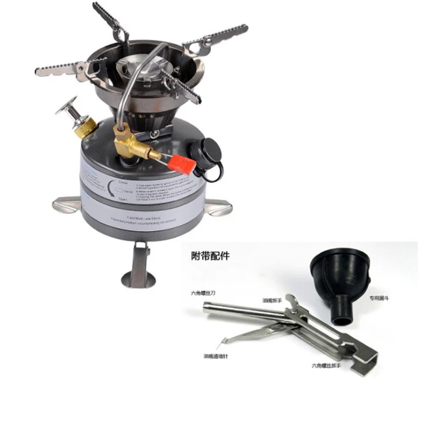 Portable Camp Refill Kitchenware Integroted Cooker With Two Burners Gas Oil Stove