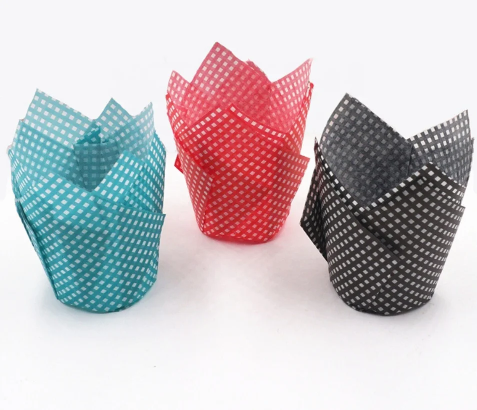 Square Lattice Baking Paper Cup for Cupcake Muffin Liners Muffin Baking Paper