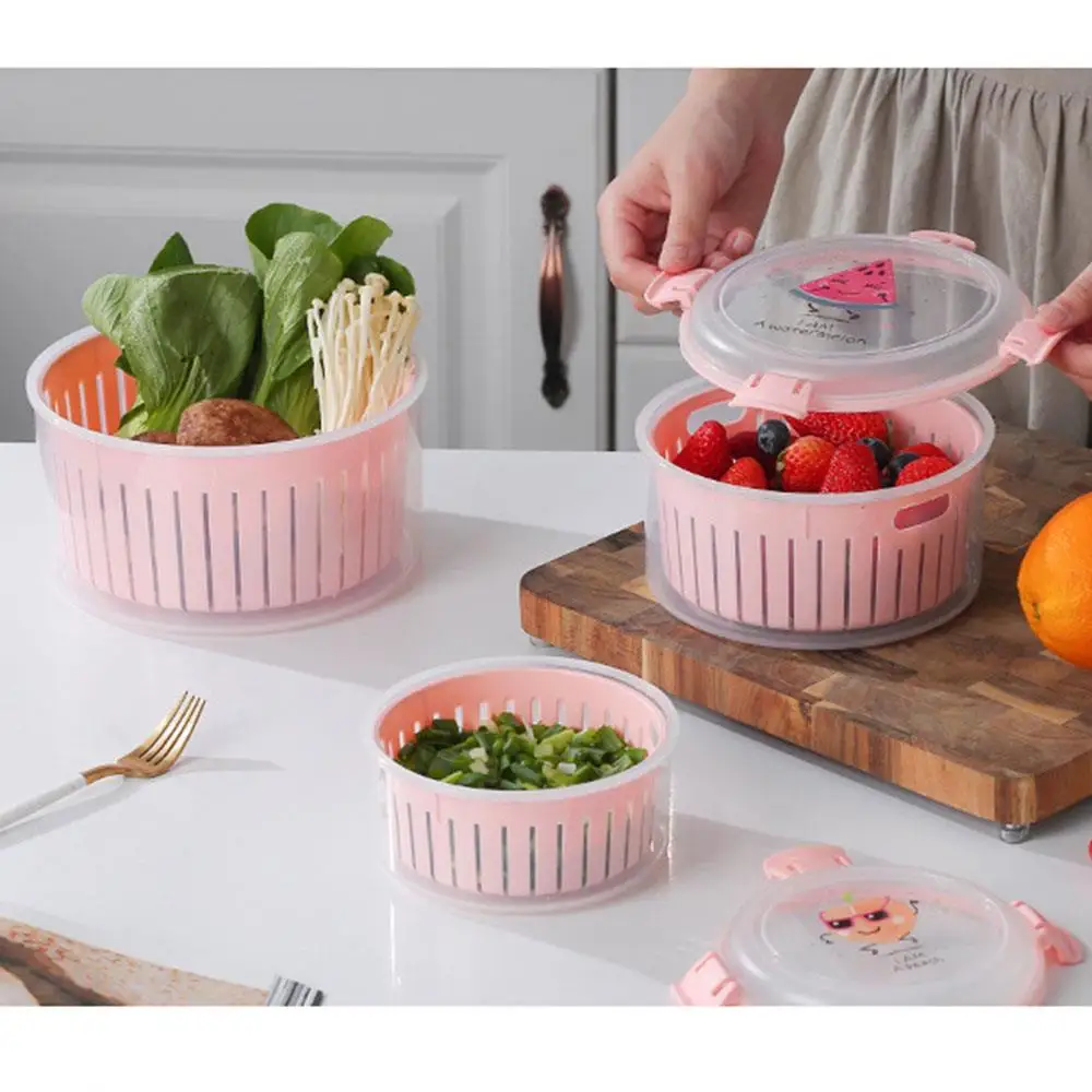 Fresh Produce Saver Veggie Fruit Storage Crisper with Drain Colander Fridge Food Storage Container with Strainer
