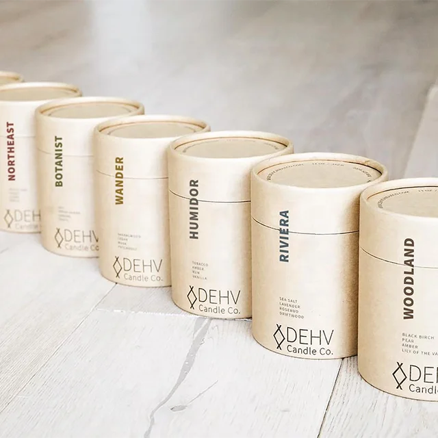 100% plastic free custom Bio-Degradable Cardboard Packaging round Tube Box for Candle Wrap High Quality Paper Tube