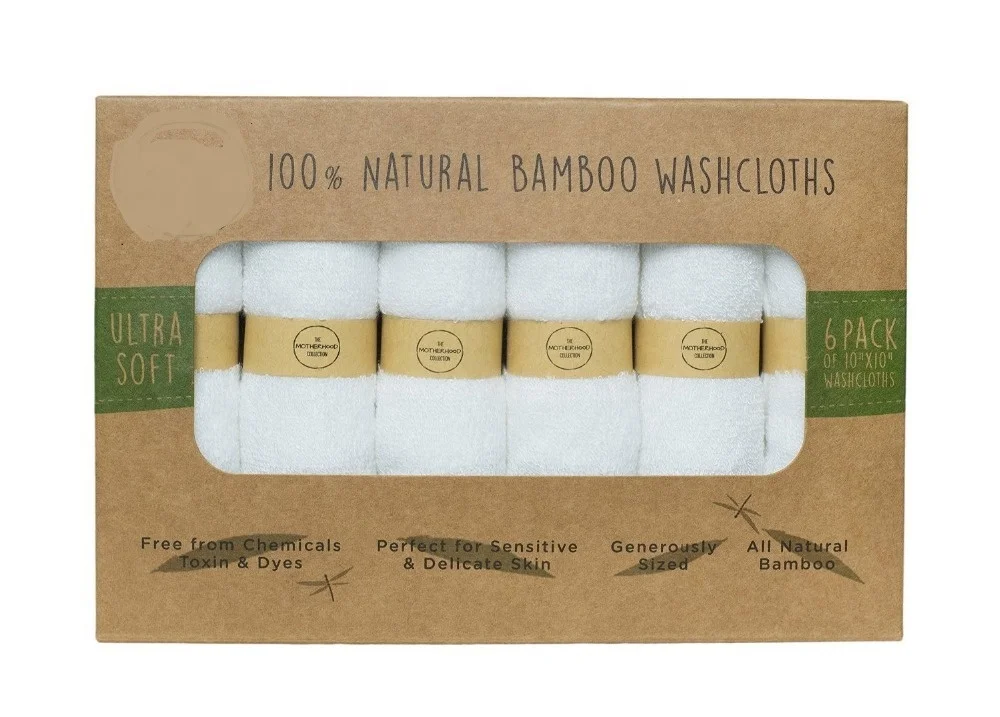 Set of 6 ULTRA SOFT Baby Bath Washcloths, 100% Natural Bamboo Towels Perfect for Sensitive Baby Skin