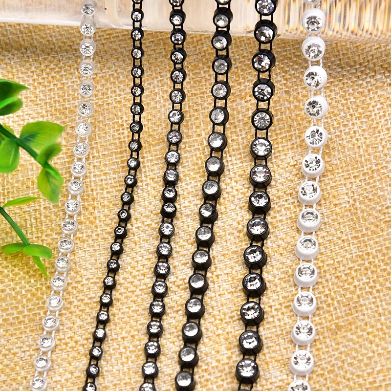 2.5-5Mm Rhinestone Chain Single Row Hand-Stitched Trimming Wire Diamond Chain Sew Clothing Accessories Diy Wedding Decorations