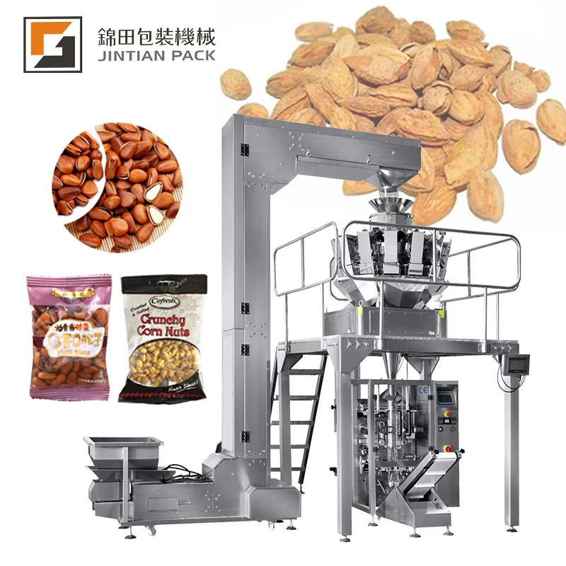 JT 420 Automatic Packaging Flour Cookie Nut Salt Dry Fruits Chips Paste Candy rice popcorn machine multi head weigher packing