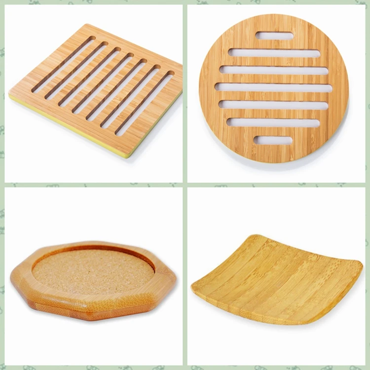 
Wholesale Popular custom design bamboo and wooden cup coaster mat set of 4 for Anniversary Gift 