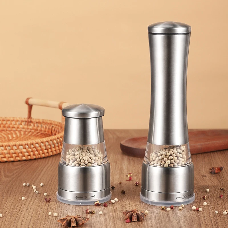 Premium Stainless Steel Sea Salt and Pepper Peppercorns Grinder Set Manual Mill Gourmet Precision Mechanism