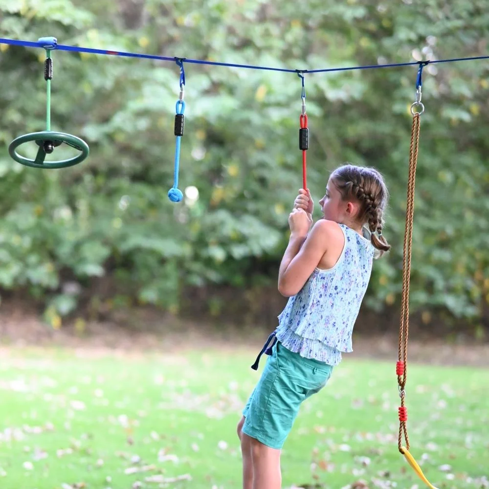 Ninja Obstacle Course for Kids Backyard, Double Weatherproof Slacklines and Accessories ninja course amusements