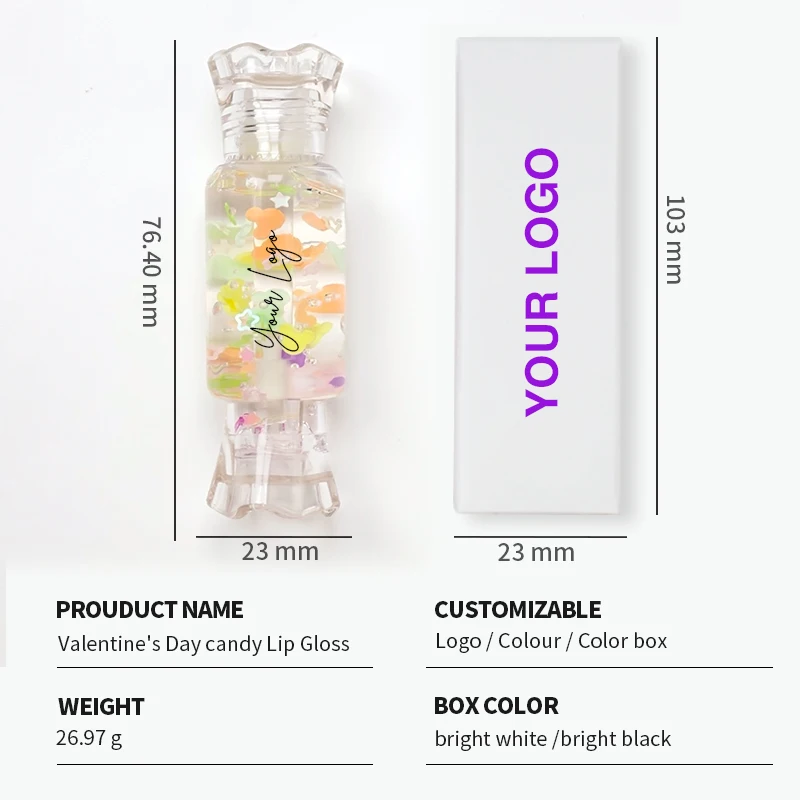 Custom cute candy organic vegan clear lipgloss private label essential lip oil oem rts vitamin transparent lip gloss for kids