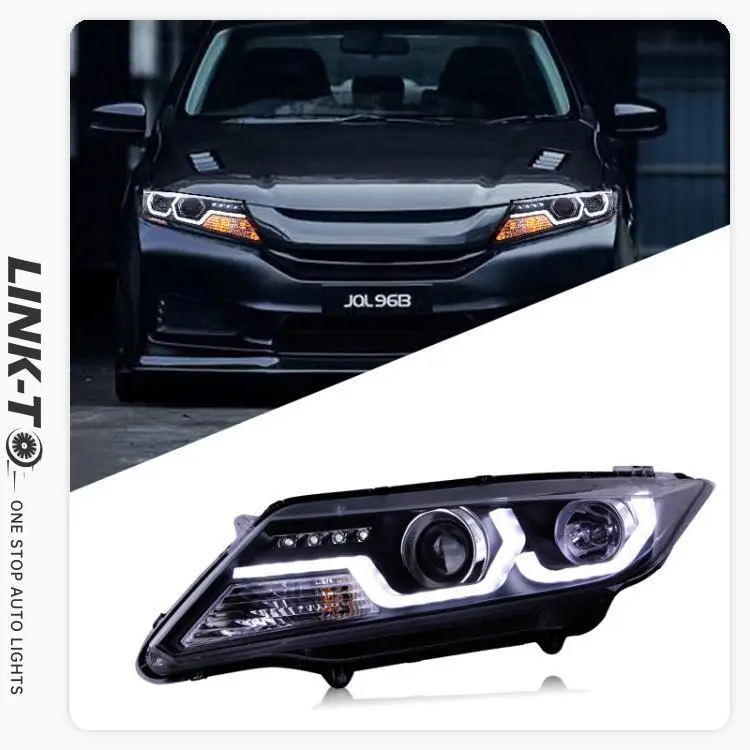 LINK-TO For Honda CITY 2015 2016 2017 2018 2019 2020 2021 Headlight Assembly Retrofit LED Daytime Running Light Bifocal Lens