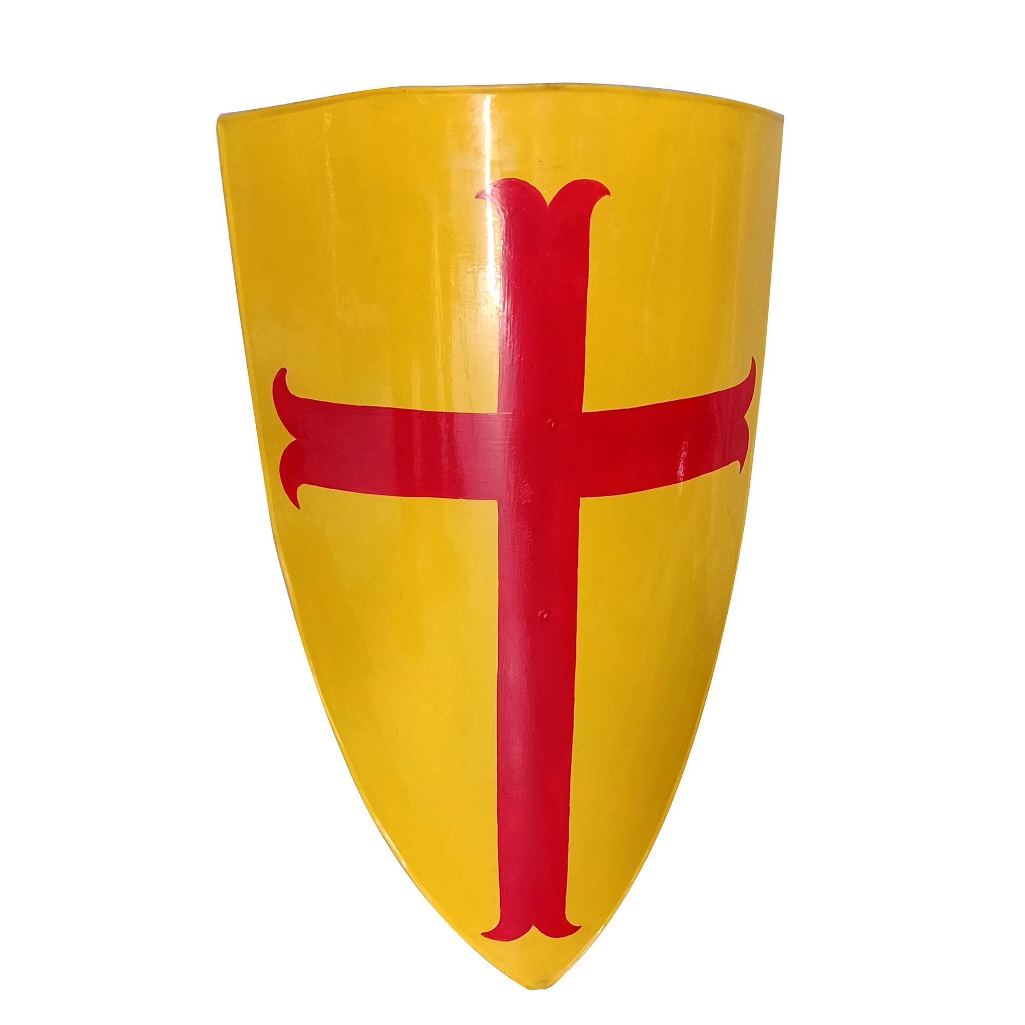 Medieval 13th century shield Red cross printed yellow Knights Crusader Combat Ready For Battle Armor Shield