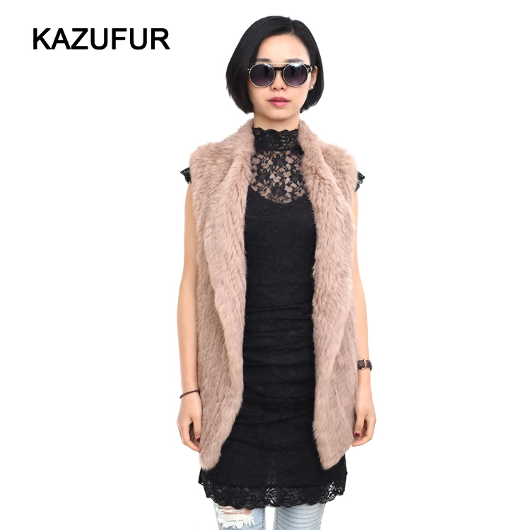 Real women rabbit fur vest top quality from china factory knit rabbit fur vest