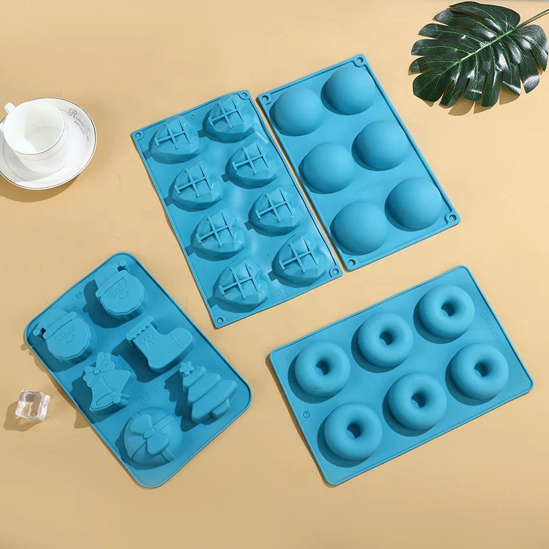 Food Grade Design Multi Color Reusable 6 Cavities Silicone Baking Donut Cake Mould