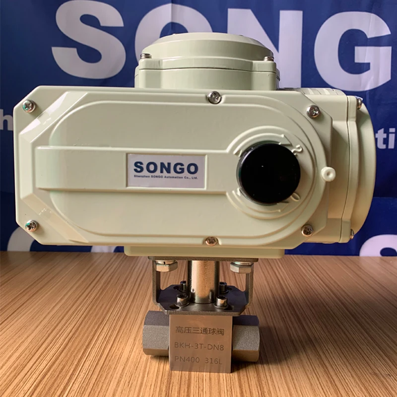 40Mpa DN32 110V AC кованые из нержавеющей стали 316 Электрический привод 5000 фунтов/кв. дюйм высокое давление 3 ходовой электронный шаровой