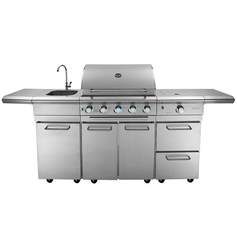 2024 Outdoor Kitchen BBQ Island Courtyard Style Stainless Steel  Kitchen  Barbecue gas Grills