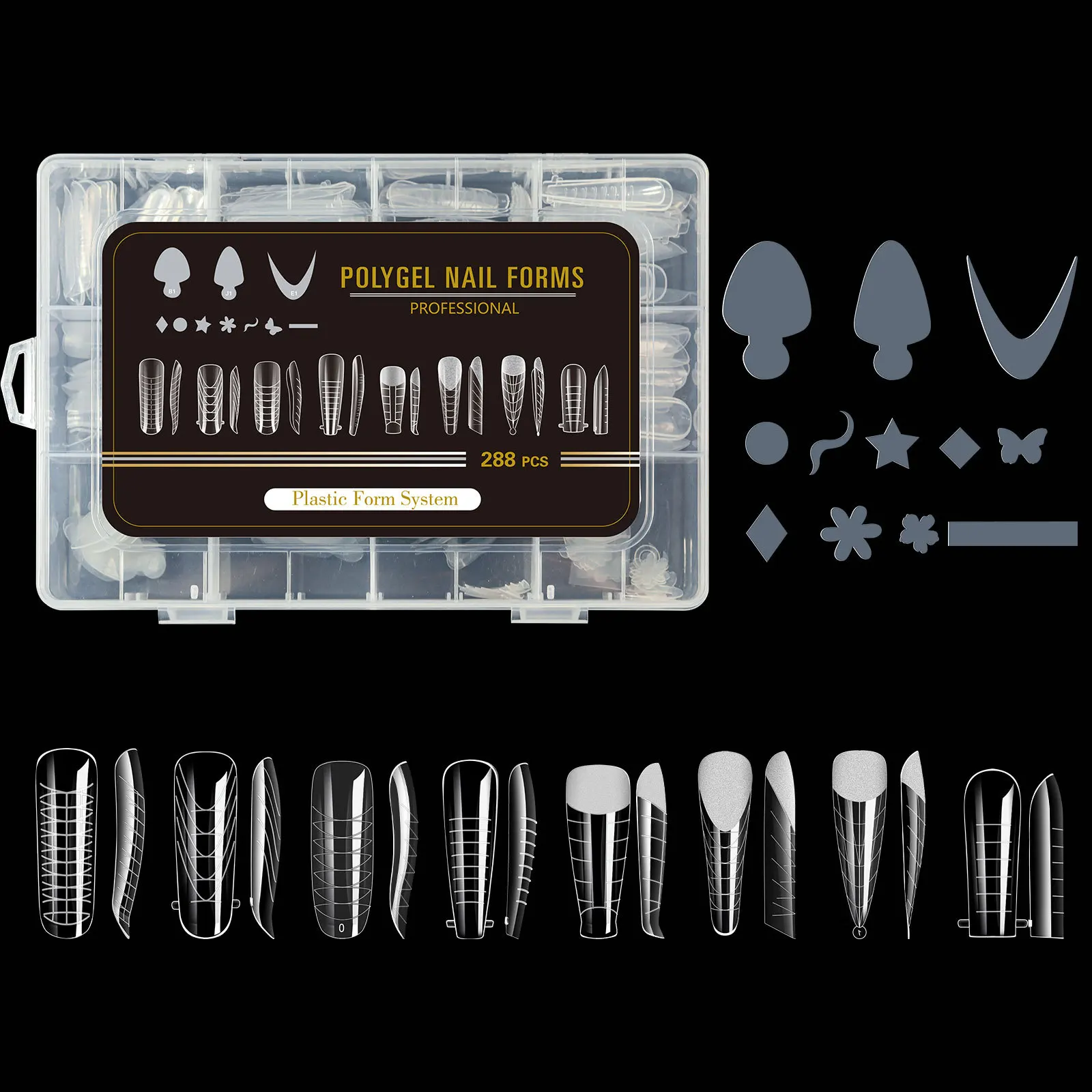 Silicone Nail Extensions Mold Quick Gel Nail Tips 288pcs Dual Form System Upper Forms ABS Finger Nail Art French 10 Boxes Depend