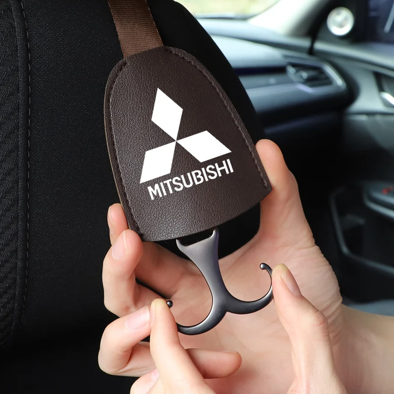 
PU Leather Car Seat Back Hooks Universal Interior Accessories For Mitsubishi ASX Lancer Evo L200 Pajero Sport Attrage Xpander 