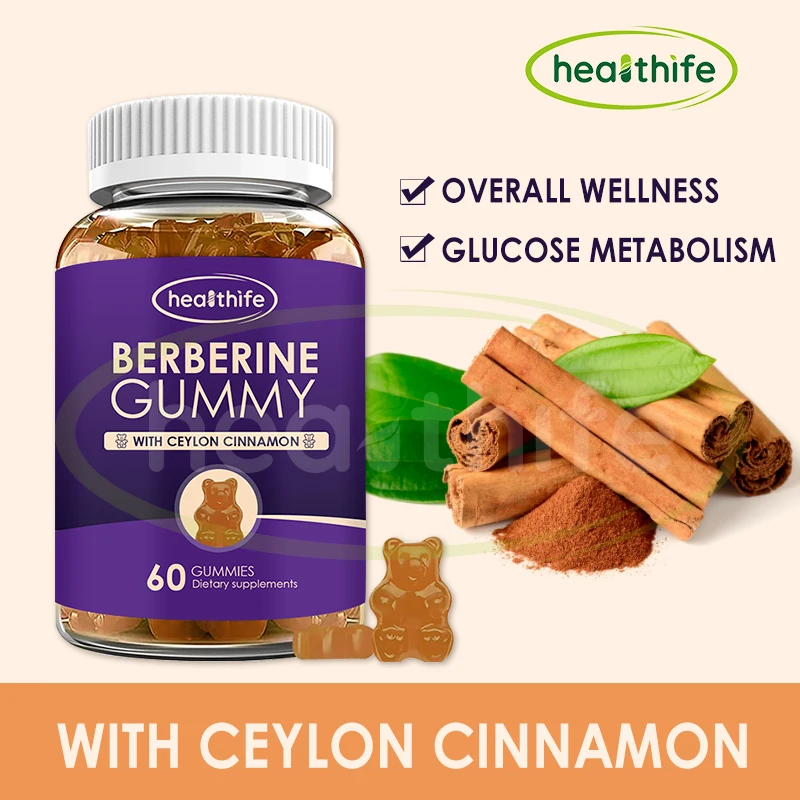 Добавка Healthife Берберин HCL жевательные конфеты с цейлоновой корицей бериновая Мармеладка