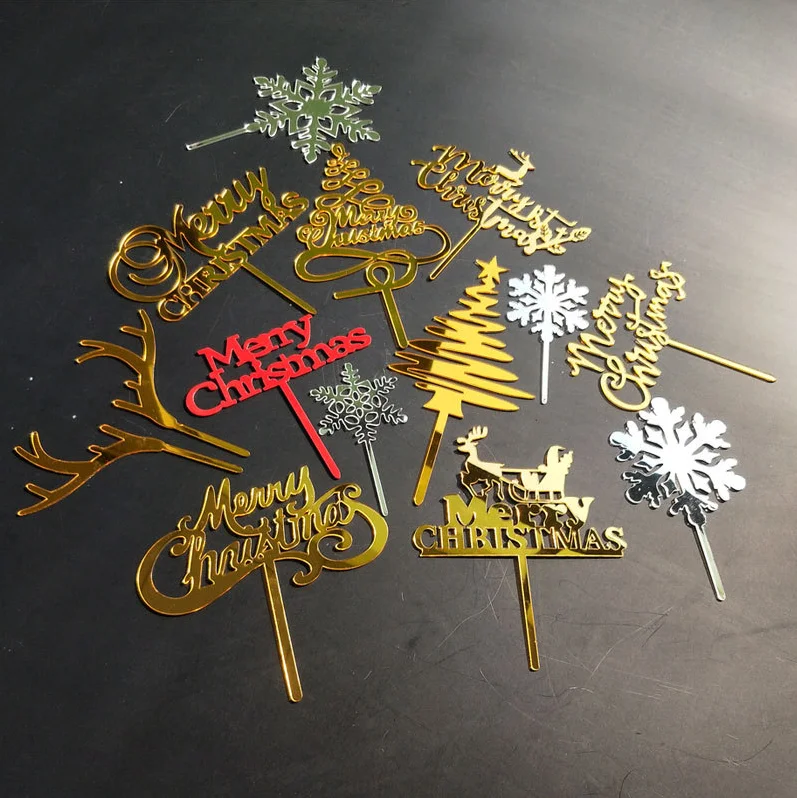 Распродажа 2021, лидер продаж, открытка для выпечки тортов на заказ, Рождественское украшение для торта, оптовая продажа, рождественские акриловые накладки для тортов на заказ