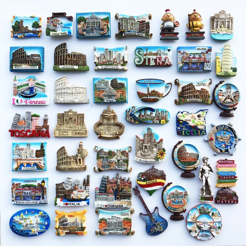 Custom Printing Resin Fridge Magnet 3D Refrigerator Magnet Tourist Souvenir Different Countries 3D Italy Magnets For Fridge