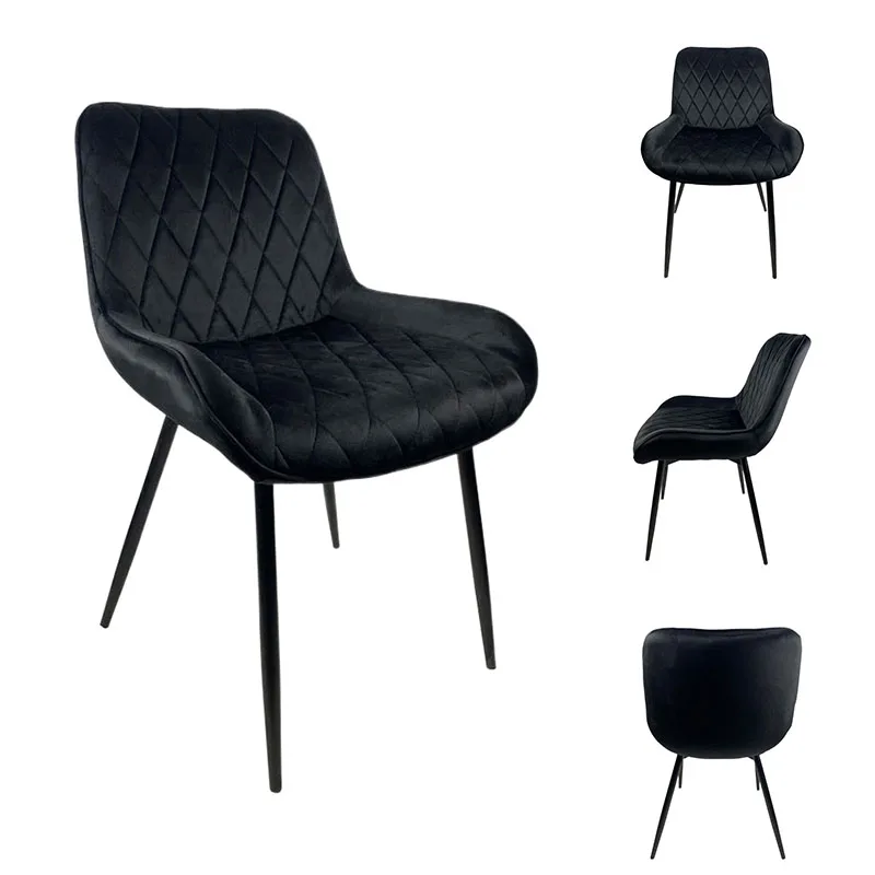Nordic Comfortable Velvet Fabric Dining Chair Black Dining Home Furniture Restaurant Chair For Kitchen