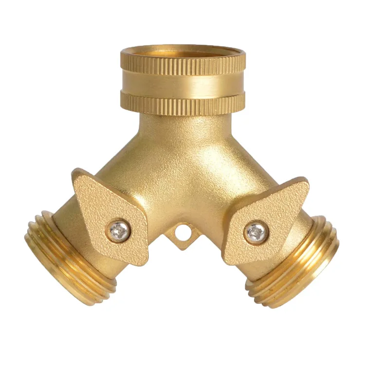 High Quality Water Adapter Irrigation Brass Hose Splitter Connector Y garden Two 2 way ball valve